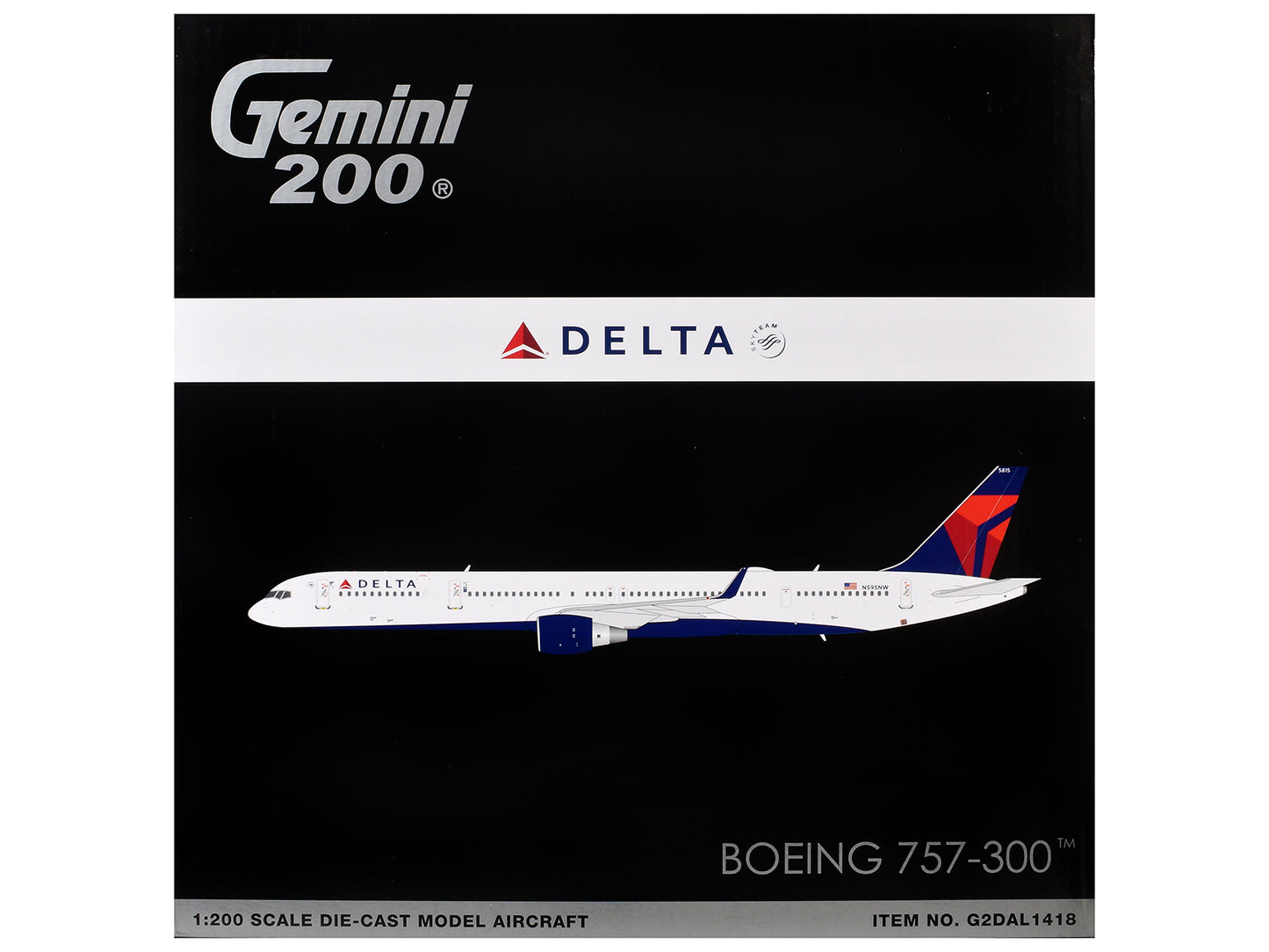 Boeing 757-300 Commercial Aircraft "Delta Air Lines" (N595NW) White with Blue and Red Tail "Gemini 200" Series 1/200 Diecast Model by GeminiJets