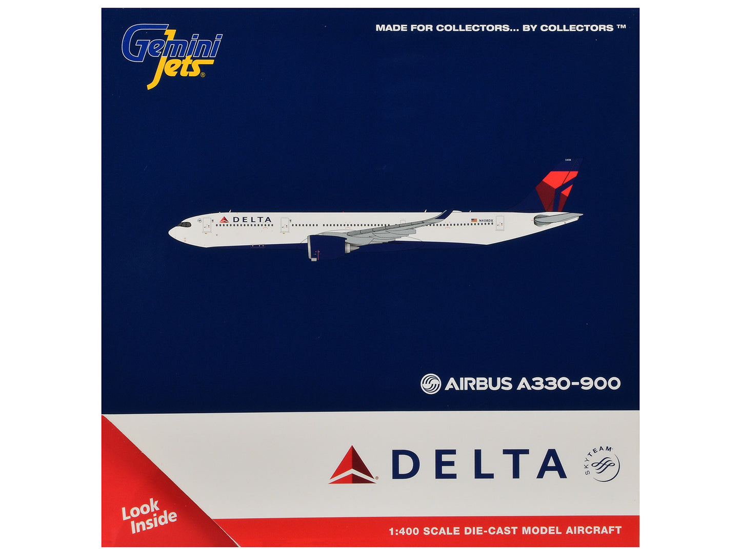Airbus A330-900 Commercial Aircraft "Delta Air Lines" (N408DX) White with Red and Blue Tail 1/400 Diecast Model by GeminiJets
