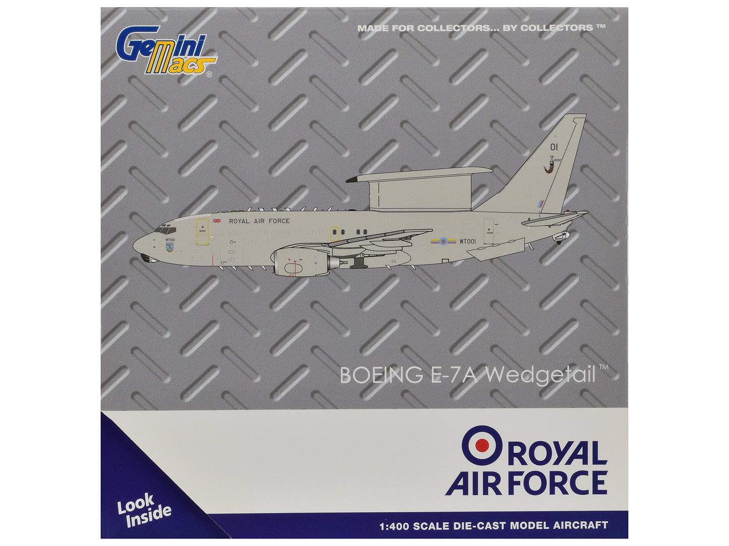 Boeing E-7A Wedgetail Aircraft "Royal Air Force" (WT001) Gray "Gemini Macs" Series 1/400 Diecast Model by GeminiJets