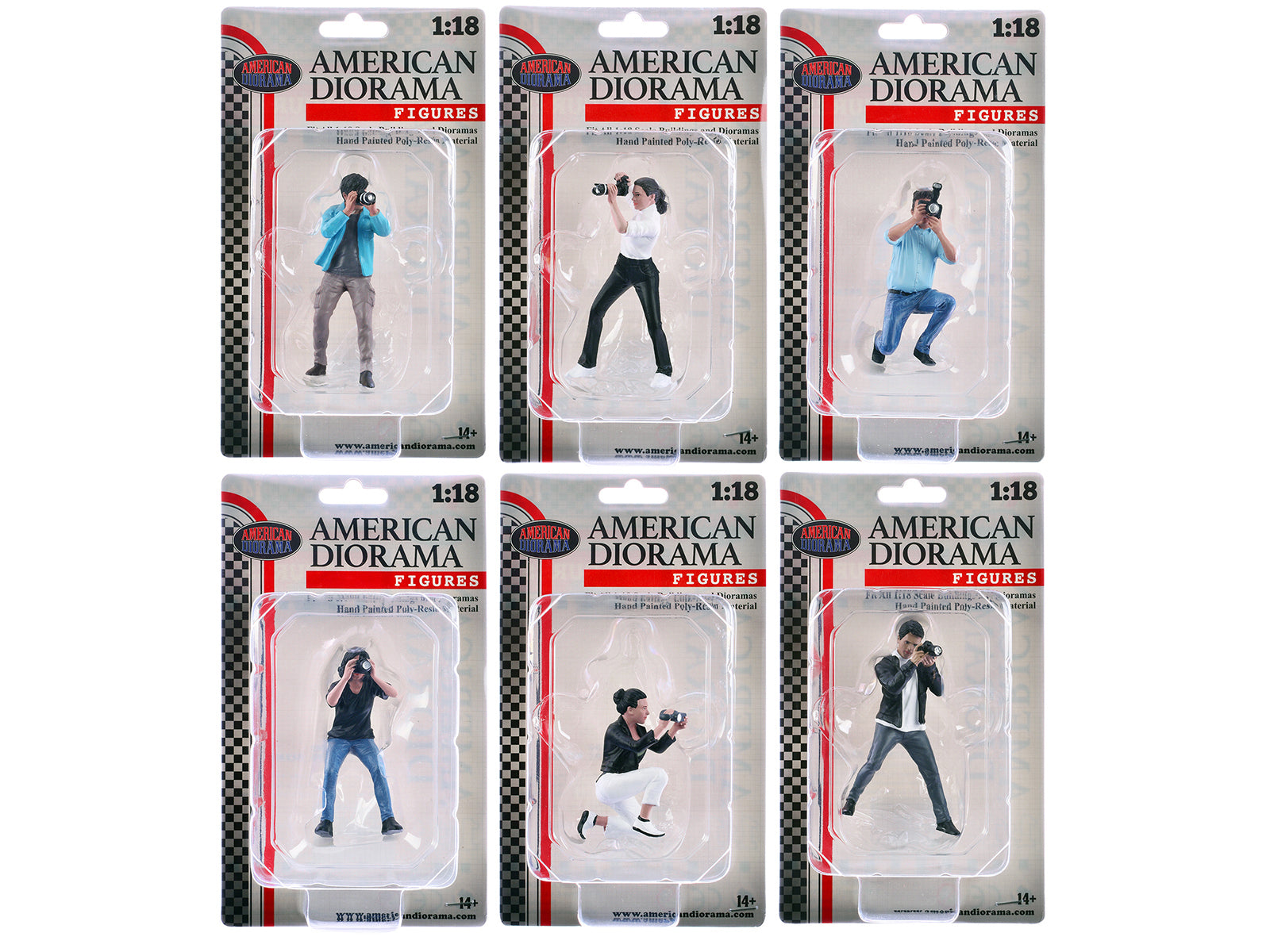 "Photographers" 6 piece Figure Set for 1/18 Scale Models by American Diorama