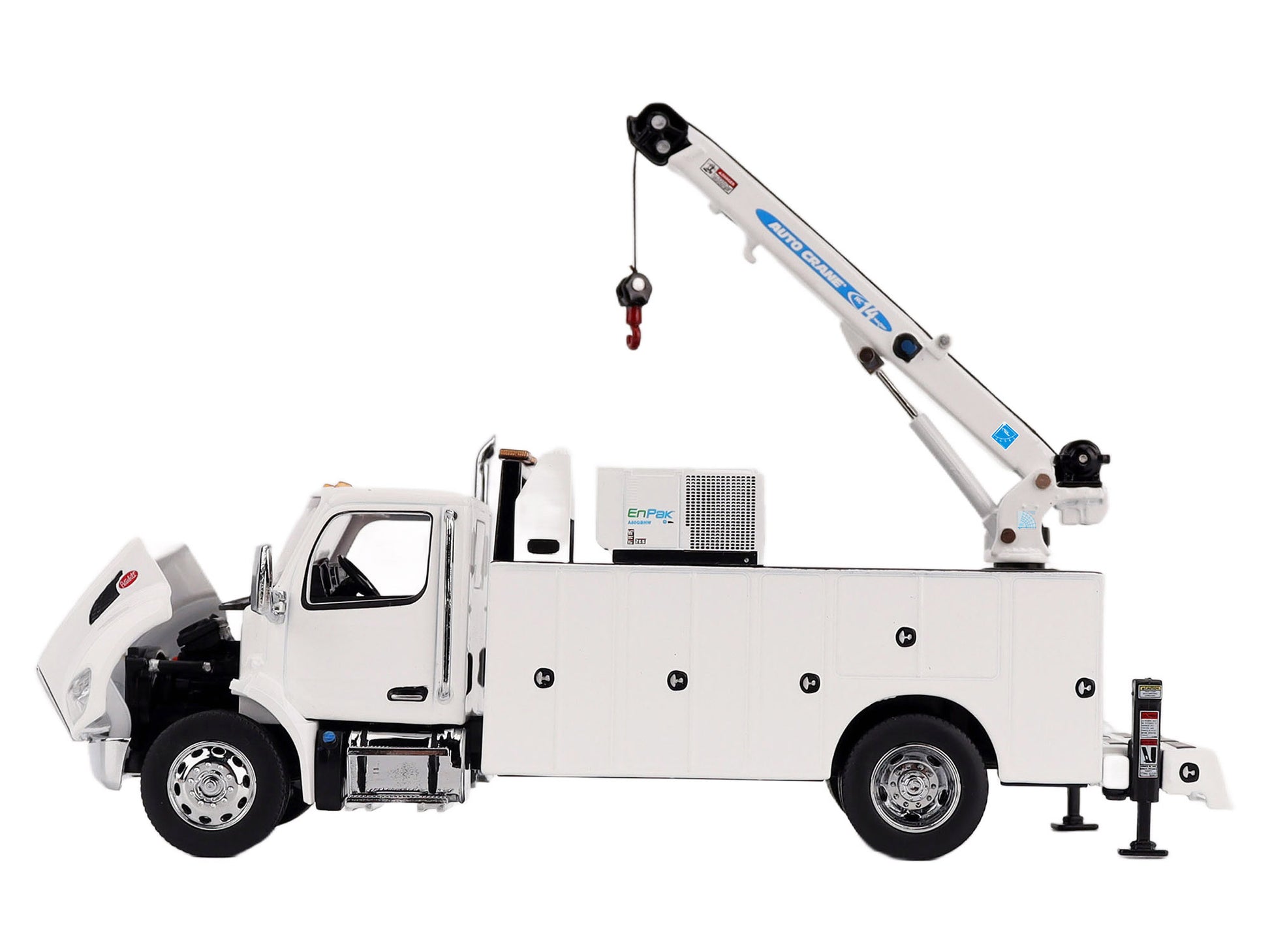 Peterbilt 536 Auto-Crane Titan85-Body HC14-Crane Work Truck with Miller EnPak White "Transport Series" 1/50 Diecast Model by Diecast Masters