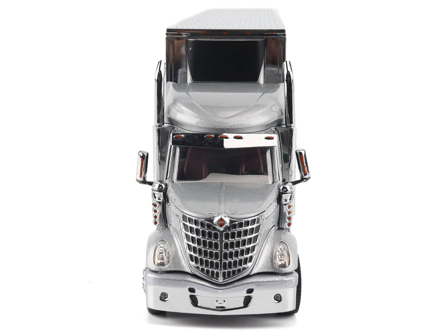 International Lonestar Truck with Sleeper Silver Metallic with "CAT Caterpillar" Mural Trailer "Transport Series" 1/50 Diecast Model by Diecast Masters