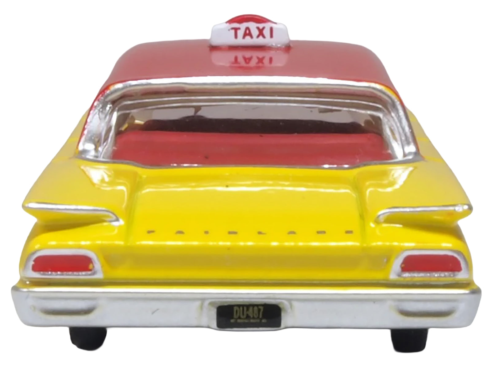 1960 Ford Fairlane Sedan "NYC Taxi" Yellow with Red Top and Interior 1/87 (HO) Scale Diecast Model Car by Oxford Diecast