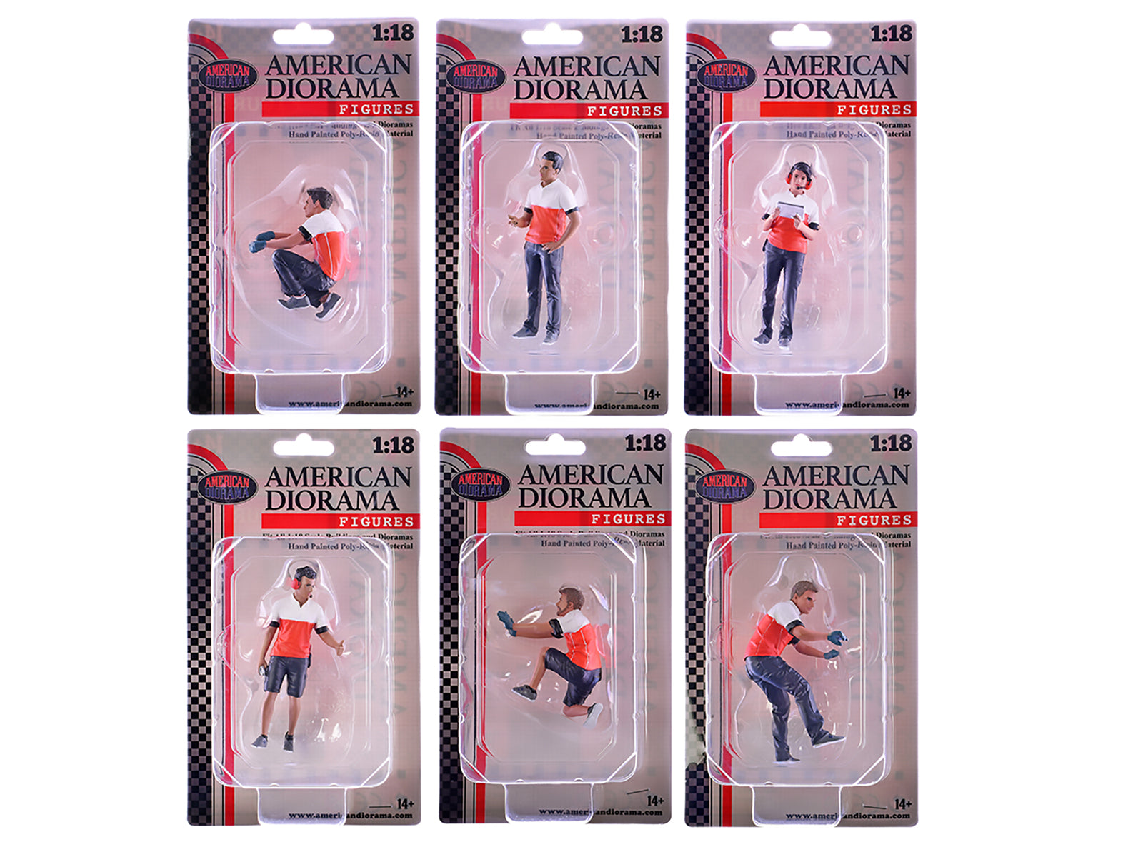 "Race Crew" 6 piece Figure Set for 1/18 scale models by American Diorama