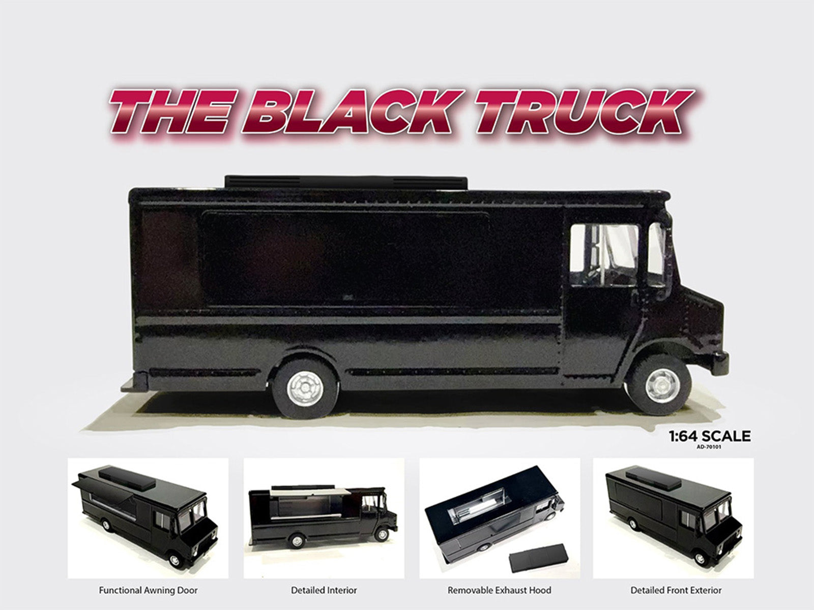 Food Truck Plain Black 1/64 Diecast Model by American Diorama