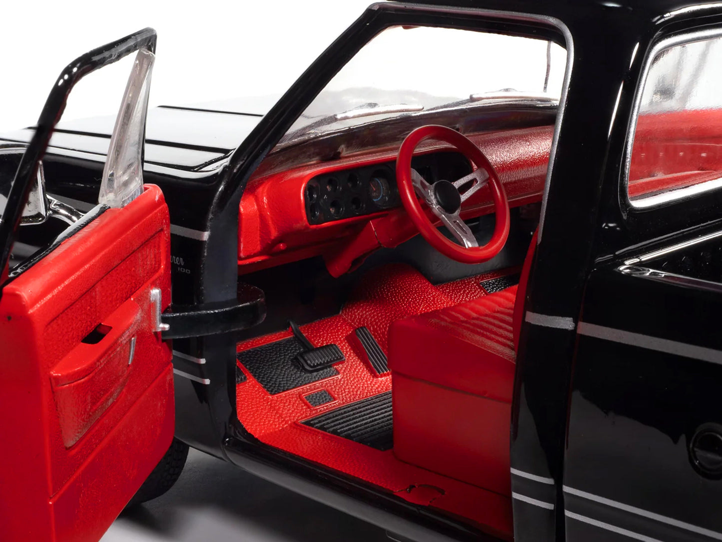 1979 Dodge Adventurer Sweptline Pickup Truck Black with Red Interior "American Muscle" Series 1/18 Diecast Model Car by Auto World