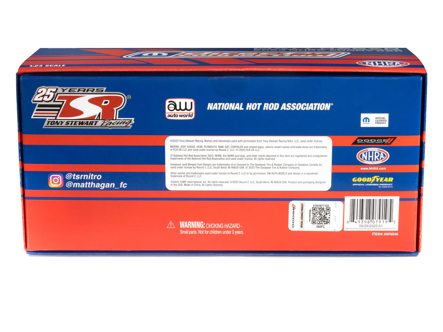 Dodge Charger NHRA Funny Car Matt Hagan "MOPAR Direct Connection" (2025) Limited Edition 1/24 Diecast Model Car by Auto World