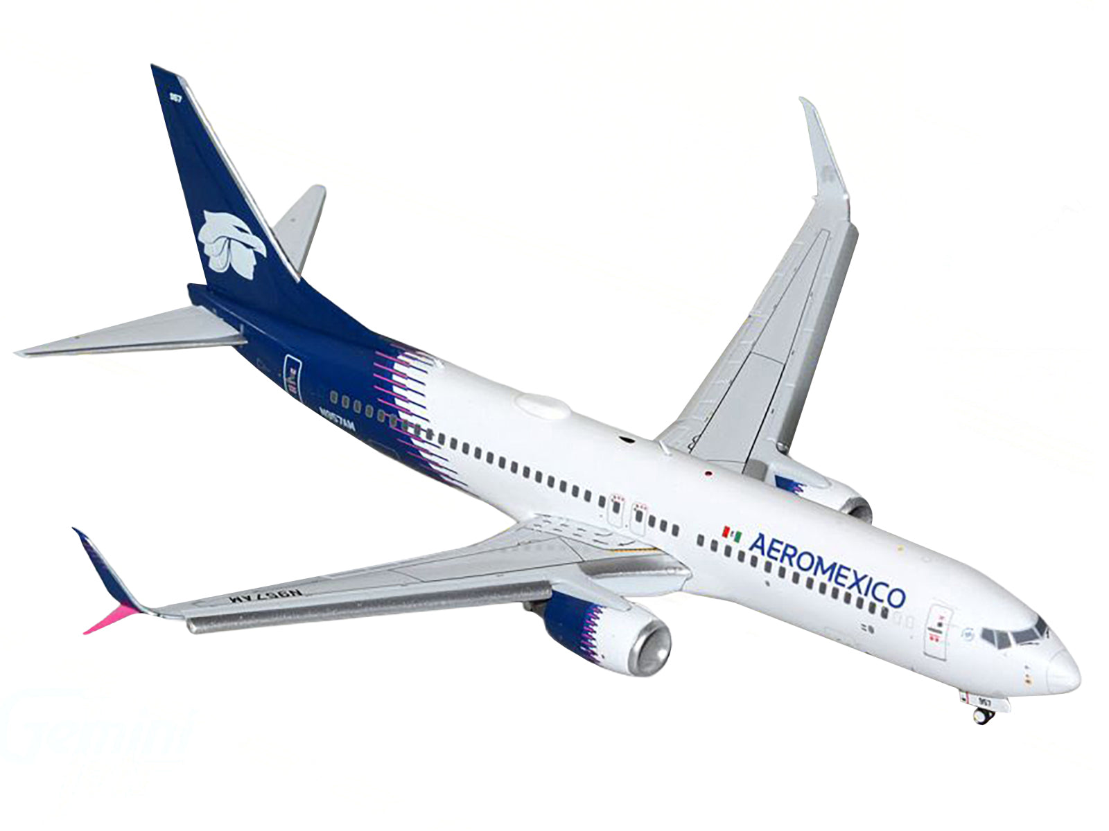 Boeing 737-800 Commercial Aircraft with Flaps Down "AeroMexico" (N957AM) White with Dark Blue Tail "Gemini 200" Series 1/200 Diecast Model Airplane by GeminiJets