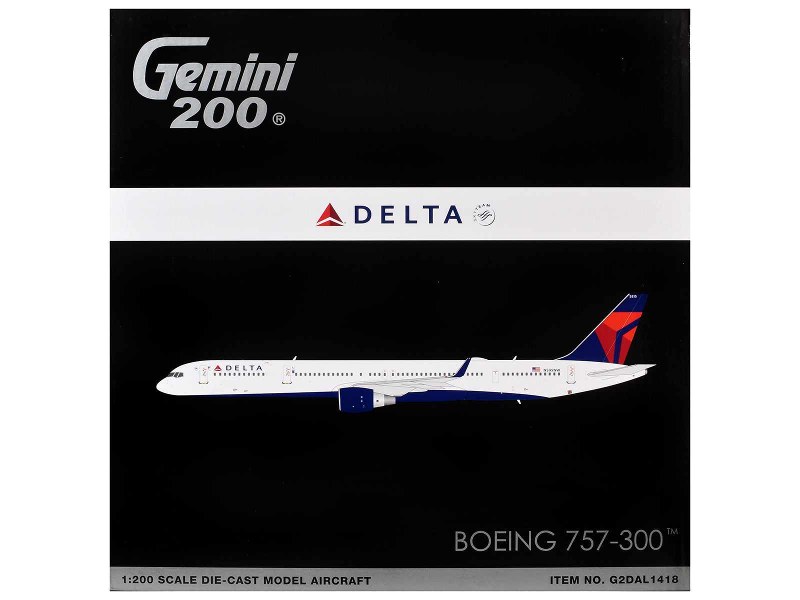 Boeing 757-300 Commercial Aircraft "Delta Air Lines" (N595NW) White with Blue and Red Tail "Gemini 200" Series 1/200 Diecast Model by GeminiJets