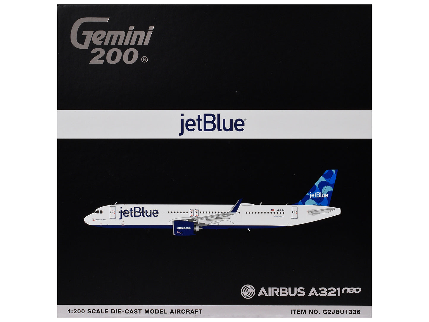 Airbus A321neo Commercial Aircraft "JetBlue Airways" (N2180J) White with Blue Tail "Gemini 200" Series 1/200 Diecast Model by GeminiJets