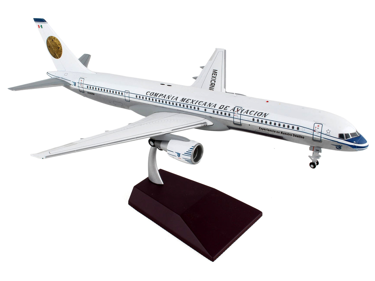 Boeing 757-200 Commercial Aircraft "Mexicana Retro Livery" (N380RM) White with Tail Graphics "Gemini 200" Series 1/200 Diecast Model Airplane by GeminiJets