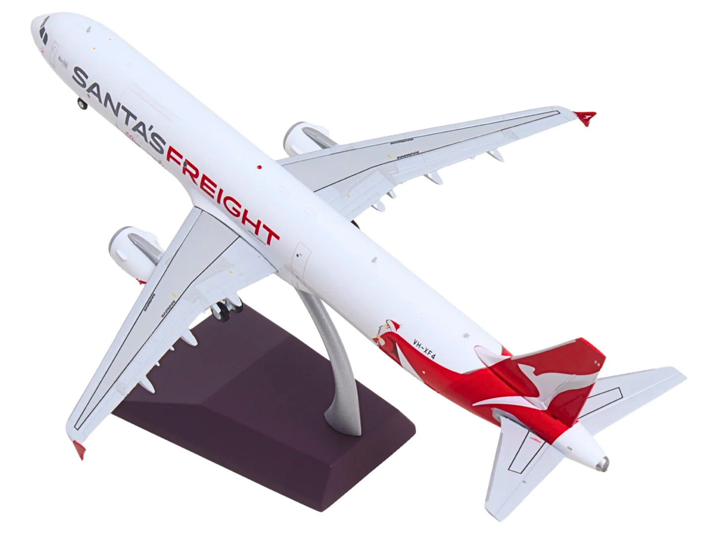 Airbus A321P2F Commercial Aircraft "Qantas Freight - Santaâs Freight" (VH-XF4) White with Graphics and Red Tail "Gemini 200" Series 1/200 Diecast Model by GeminiJets