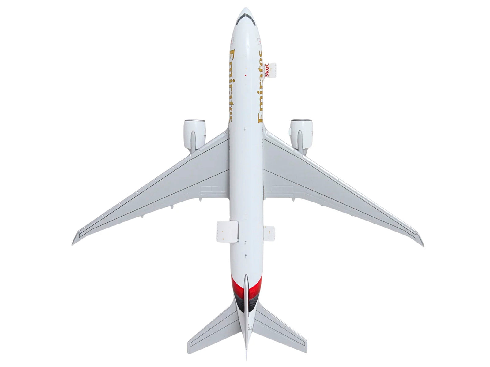 Boeing 777F Commercial Aircraft "Emirates SkyCargo" (A6-EFV) White with Striped Tail "Interactive Series" 1/400 Diecast Model by GeminiJets