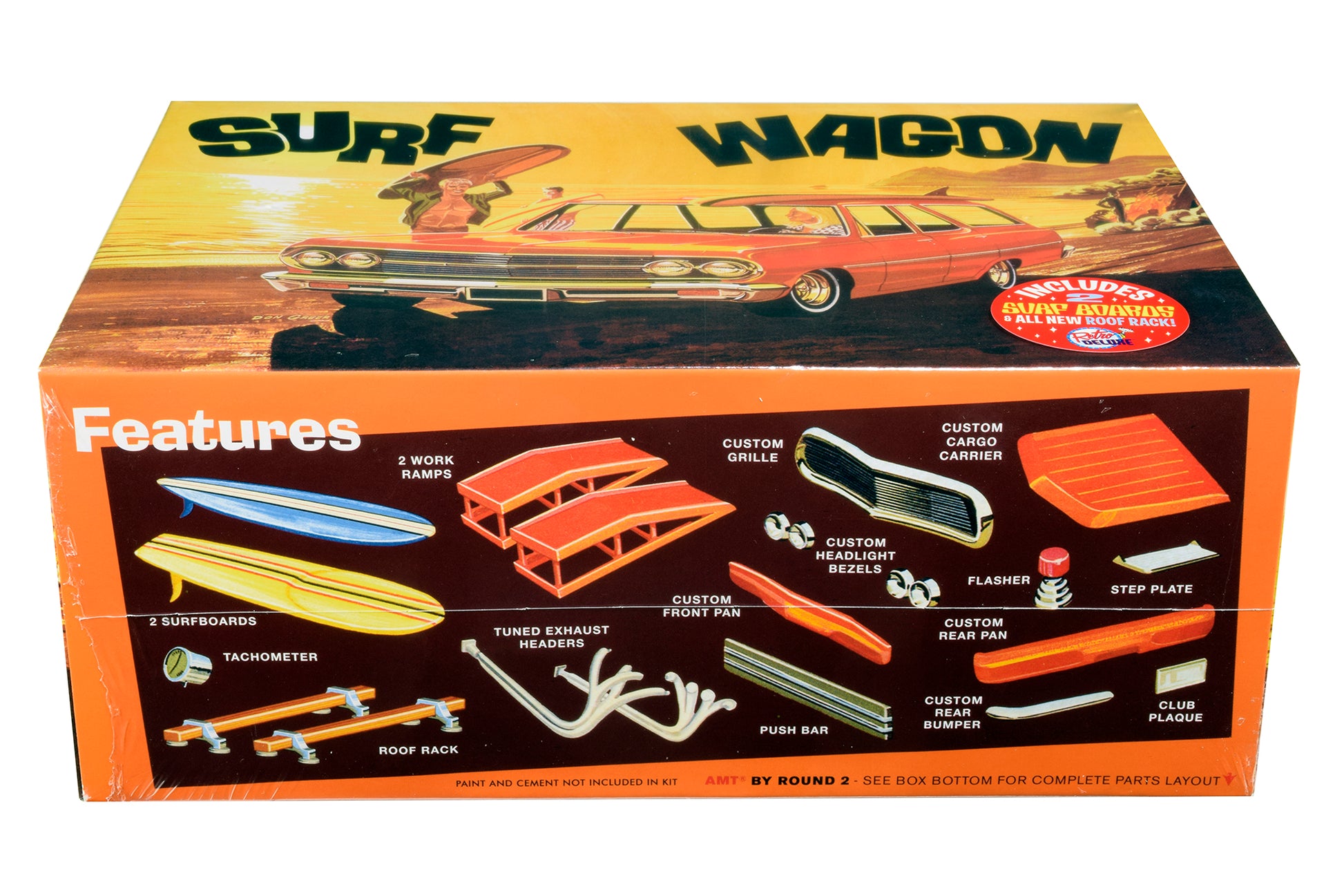 Skill 2 Model Kit 1965 Chevrolet Chevelle "Surf Wagon" with Two Surf Boards 4 in 1 Kit 1/25 Scale Model by AMT