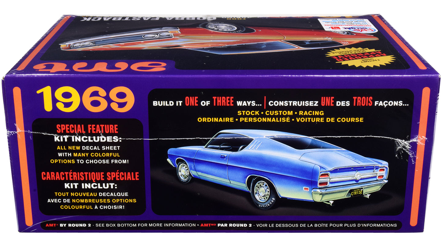 Skill 2 Model Kit 1969 Ford Torino Cobra Fastback 3-in-1 Kit 1/25 Scale Model by AMT