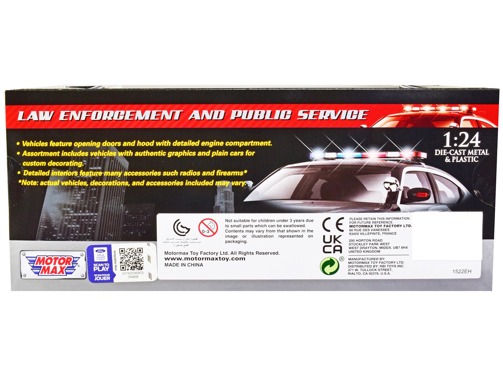 1978 Ford Bronco Police Car Unmarked White "Law Enforcement and Public Service" Series 1/24 Diecast Model Car by Motormax